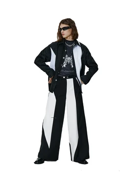 27-46 2023 Muška Ženska Odjeća U stilu Yamamoto, Originalni Crno-bijeli Kontrasti Široke hlače, Hlače Za Zaljubljene, Kostime Velikih Dimenzija