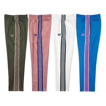 Sportske hlače s uskim iglama, muški, ženski, kvalitetne hlače s glatkim iglama, pletene hlače-prugasta leptir